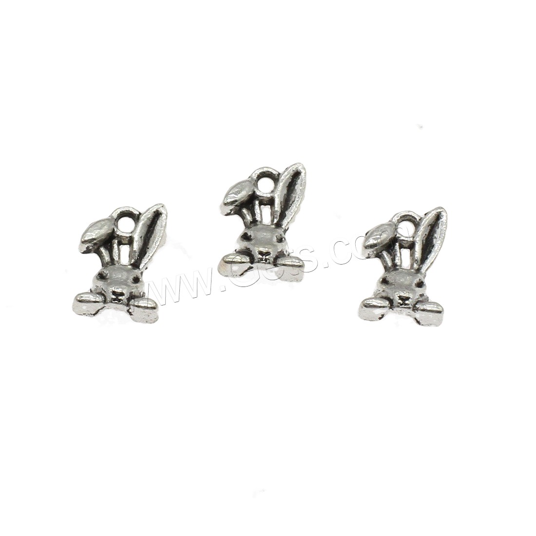 Zinc Alloy Animal Pendants, Rabbit, plated, more colors for choice, 9x13x3.5mm, Hole:Approx 1.8mm, Approx 1250PCs/KG, Sold By KG