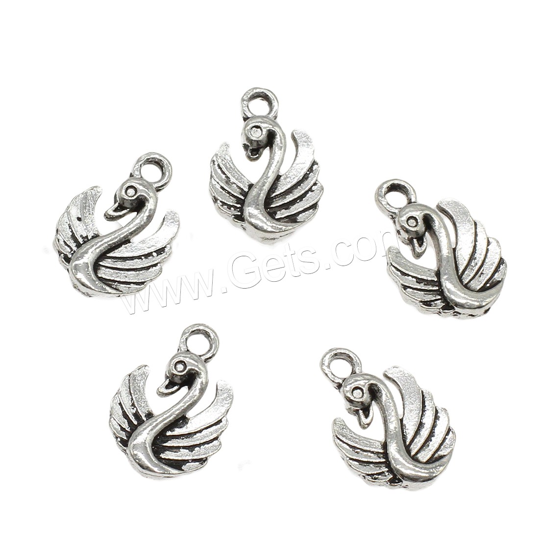 Pendentifs animaux en alliage de zinc, cygne, Placage, plus de couleurs à choisir, 12x17x3mm, Trou:Environ 2mm, Environ 666PC/kg, Vendu par kg