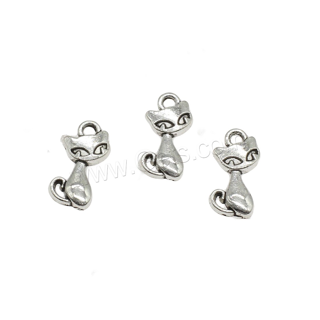 Zinc Alloy Animal Pendants, Cat, plated, more colors for choice, 8x17x2mm, Hole:Approx 1.9mm, Approx 1428PCs/KG, Sold By KG