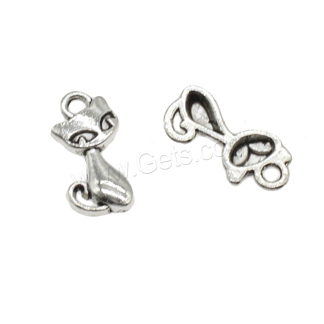 Zinc Alloy Animal Pendants, Cat, plated, more colors for choice, 8x17x2mm, Hole:Approx 1.9mm, Approx 1428PCs/KG, Sold By KG