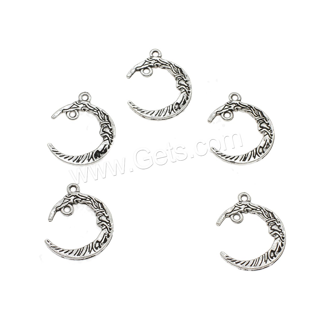 Bijoux pendentifs en Zinc alliage , alliage de zinc, lune, Placage, double trou, plus de couleurs à choisir, 21x25x2.5mm, Trou:Environ 1.5mm, Environ 416PC/kg, Vendu par kg