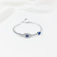 Pulseras de Plata Estelina, Plata de ley 925, plata esterlina cierre de langosta, chapado, para mujer & con diamantes de imitación, más colores para la opción, 50mm, longitud:aproximado 7 Inch, Vendido por UD