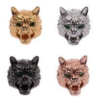 Cubic Zirconia Micro Pave Brass Beads, Wolf, plated, DIY & micro pave cubic zirconia 11mm 