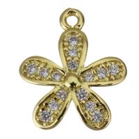 Pendentifs en laiton de fleur, Placage de couleur d'or, bijoux de mode & pavé de micro zircon Environ 1mm, Vendu par PC