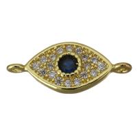 Cubic Zirconia Micro Pave Brass Connector, Eye, gold color plated, micro pave cubic zirconia & 1/1 loop Approx 1.5mm 