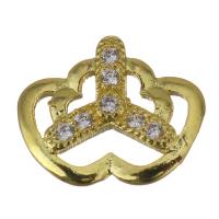 Brass Jewelry Finding, gold color plated, micro pave cubic zirconia & hollow 