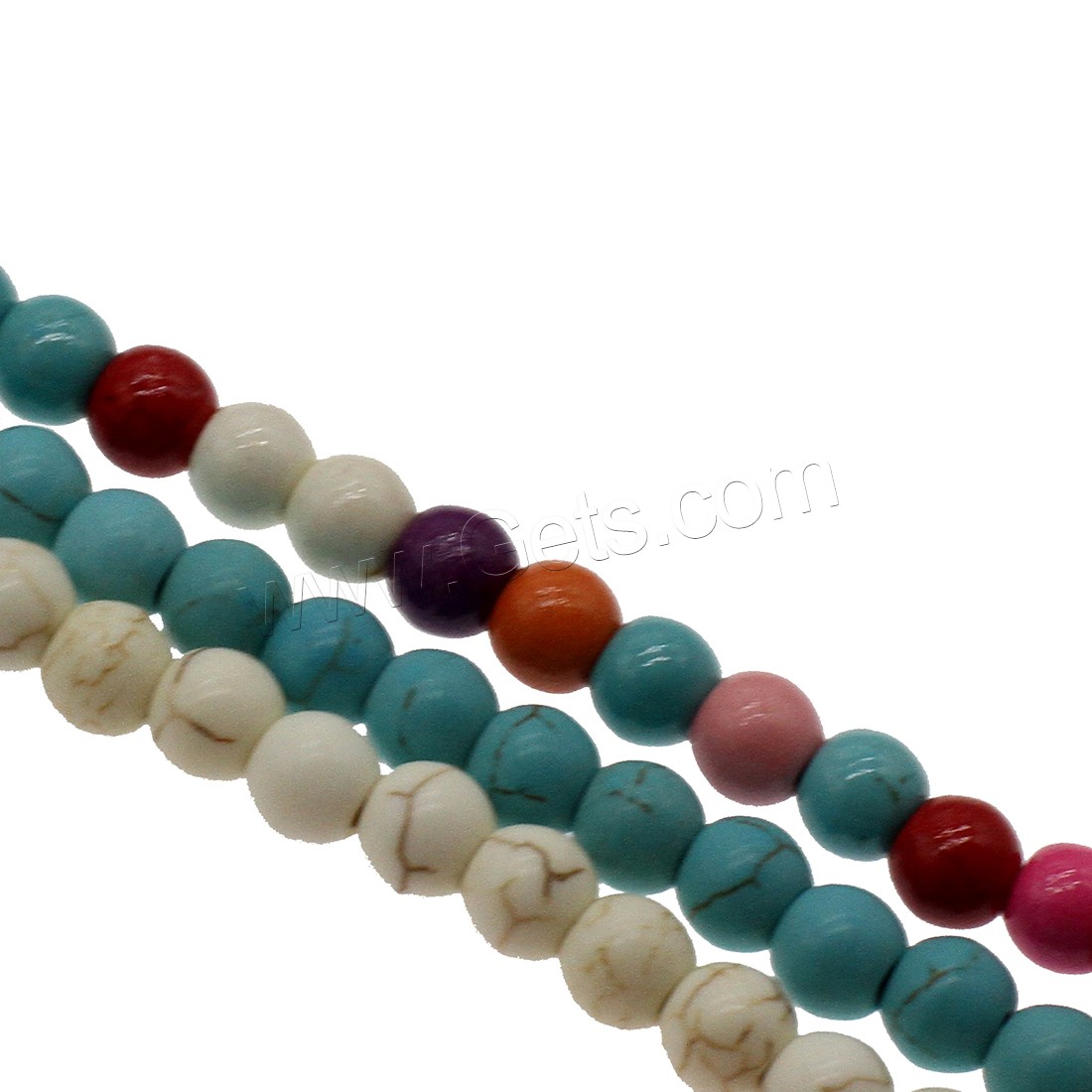 Perles en Turquoise synthétiques, Rond, normes différentes pour le choix, plus de couleurs à choisir, Trou:Environ 1mm, Vendu par brin