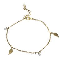 Edelstahl Charm Armband, mit Strass, mit Verlängerungskettchen von 4cm, Armband  Bettelarmband & Rundgliederkette & für Frau, Goldfarbe, 1.5x2x0.4mm, Länge:ca. 7.49 ZollInch, verkauft von Strang