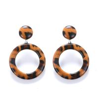 Cuero de PU Pendientes con Colgantes, Donut, Vintage & para mujer & hueco, más colores para la opción, 38x57mm, Vendido por Par