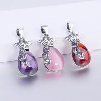 Brass Jewelry Pendants, 925 Sterling Silver, with Corundum, platinum plated, DIY 