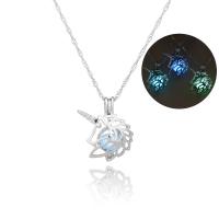 Zinc Alloy Necklace, with Night-Light Stone, with 50mm extender chain, Unicorn, plated, for woman & luminated .71 Inch 