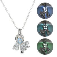 Zinc Alloy Necklace, with Night-Light Stone, with 50mm extender chain, Octopus, platinum color plated, Unisex & luminated Approx 17.71 Inch 