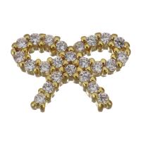 Brass Jewelry Finding, Bowknot, gold color plated, micro pave cubic zirconia 