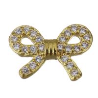 Brass Jewelry Finding, Bowknot, gold color plated, micro pave cubic zirconia 