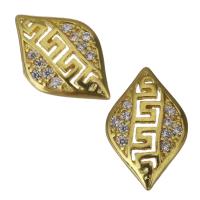 Brass Jewelry Finding, gold color plated, micro pave cubic zirconia & hollow 