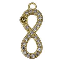 pièces de pendentif en laiton, Numéro 8, Placage de couleur d'or, bijoux de mode & pavé de micro zircon 1.5mm Environ 1.5mm, Vendu par PC