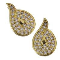 Brass Jewelry Finding, gold color plated, micro pave cubic zirconia 