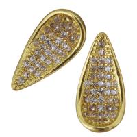 Composants de bijoux en laiton, larme, Placage de couleur d'or, pavé de micro zircon Vendu par PC