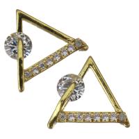 Brass Jewelry Finding, gold color plated, micro pave cubic zirconia 