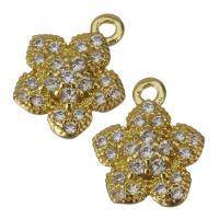 Pendentifs en laiton de fleur, Placage de couleur d'or, bijoux de mode & pavé de micro zircon Environ 1.5mm, Vendu par PC