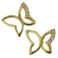 Composants de bijoux en laiton, papillon, Placage de couleur d'or, pavé de micro zircon Vendu par PC