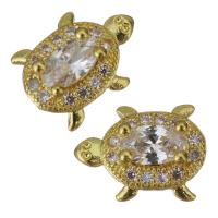 Composants de bijoux en laiton, tortue, Placage de couleur d'or, pavé de micro zircon Vendu par PC