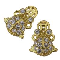 Brass Jewelry Finding, gold color plated, micro pave cubic zirconia 