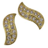 Brass Jewelry Finding, gold color plated, micro pave cubic zirconia 