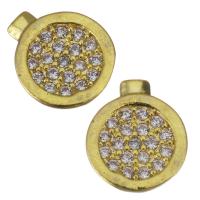 Composants de bijoux en laiton, Plat rond, Placage de couleur d'or, pavé de micro zircon Vendu par PC