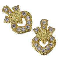 Brass Jewelry Finding, gold color plated, micro pave cubic zirconia 