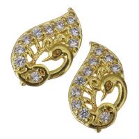 Brass Jewelry Finding, gold color plated, micro pave cubic zirconia & hollow 