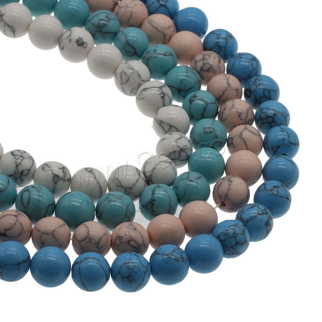 Perles en Turquoise synthétiques, Rond, normes différentes pour le choix, plus de couleurs à choisir, Trou:Environ 1.2mm, 10Strandstoron/sac, Vendu par sac