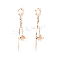 Edelstahl Tropfen Ohrring, mit kubischer Zirkonia, plattiert, Modeschmuck & für Frau, Roségold, 10.5mm, verkauft von Paar