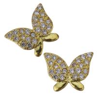 Brass Jewelry Finding, Butterfly, gold color plated, micro pave cubic zirconia 