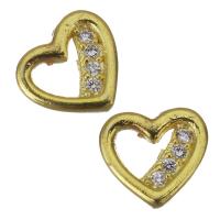 Brass Jewelry Finding, Heart, gold color plated, micro pave cubic zirconia 