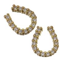 Brass Jewelry Finding, gold color plated, micro pave cubic zirconia 