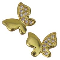 Brass Jewelry Finding, Butterfly, gold color plated, micro pave cubic zirconia 