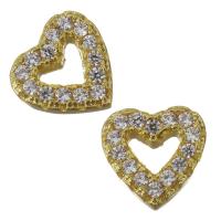 Brass Jewelry Finding, Heart, gold color plated, micro pave cubic zirconia 