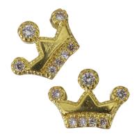 Brass Jewelry Finding, Crown, gold color plated, micro pave cubic zirconia 