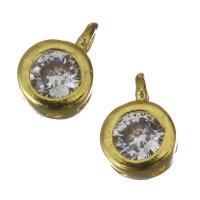 Cubic Zirconia Brass Pendants, gold color plated, with cubic zirconia Approx 1mm 