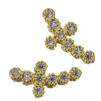 Brass Jewelry Finding, gold color plated, micro pave cubic zirconia 