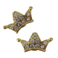 Brass Jewelry Finding, Crown, gold color plated, micro pave cubic zirconia 