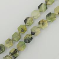 Australien Jade Perle, Sechseck, 12x13.5mm, Bohrung:ca. 1.5mm, Länge:ca. 16 ZollInch, ca. 31PCs/Strang, verkauft von Strang