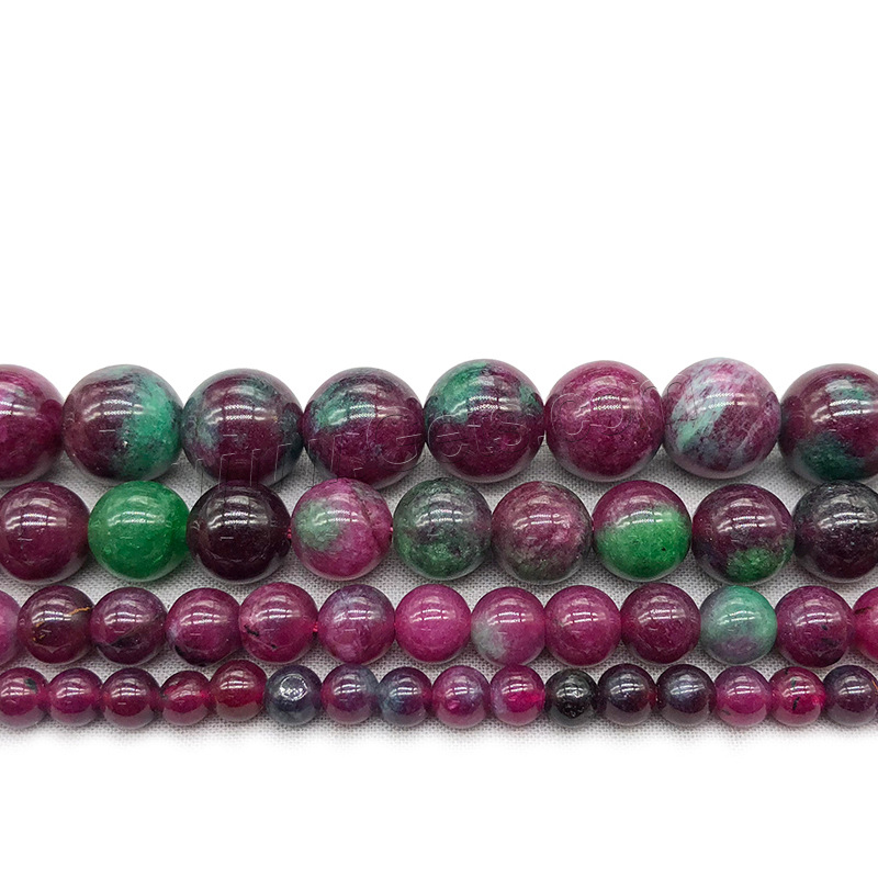 Perles en rouge vert, Rubis en Zoïsite, Rond, poli, DIY & normes différentes pour le choix, Trou:Environ 1mm, Vendu par brin