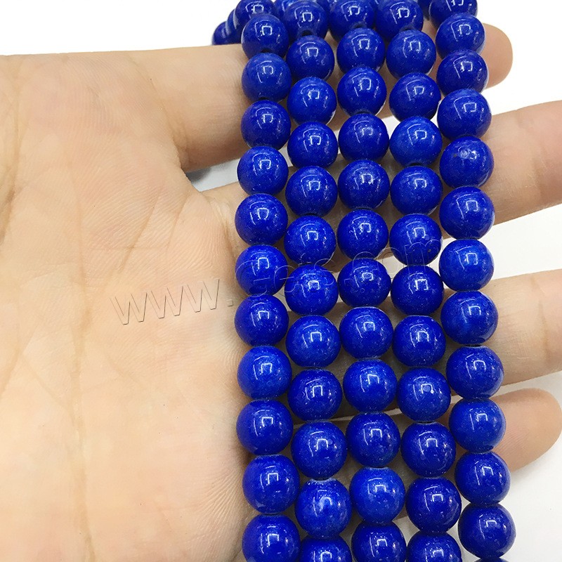 Stone Powder Beads, Round, polished, DIY & different size for choice, blue, Hole:Approx 1mm, Sold By Strand