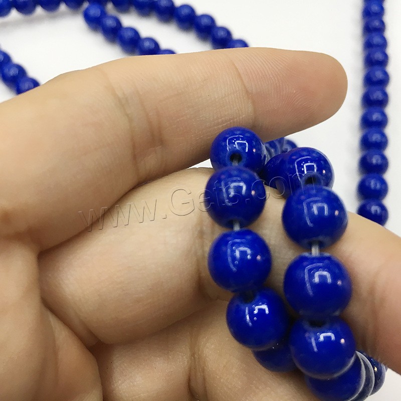 Stone Powder Beads, Round, polished, DIY & different size for choice, blue, Hole:Approx 1mm, Sold By Strand