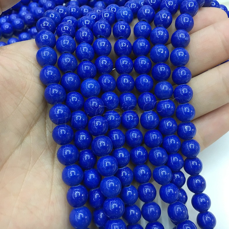 Stone Powder Beads, Round, polished, DIY & different size for choice, blue, Hole:Approx 1mm, Sold By Strand