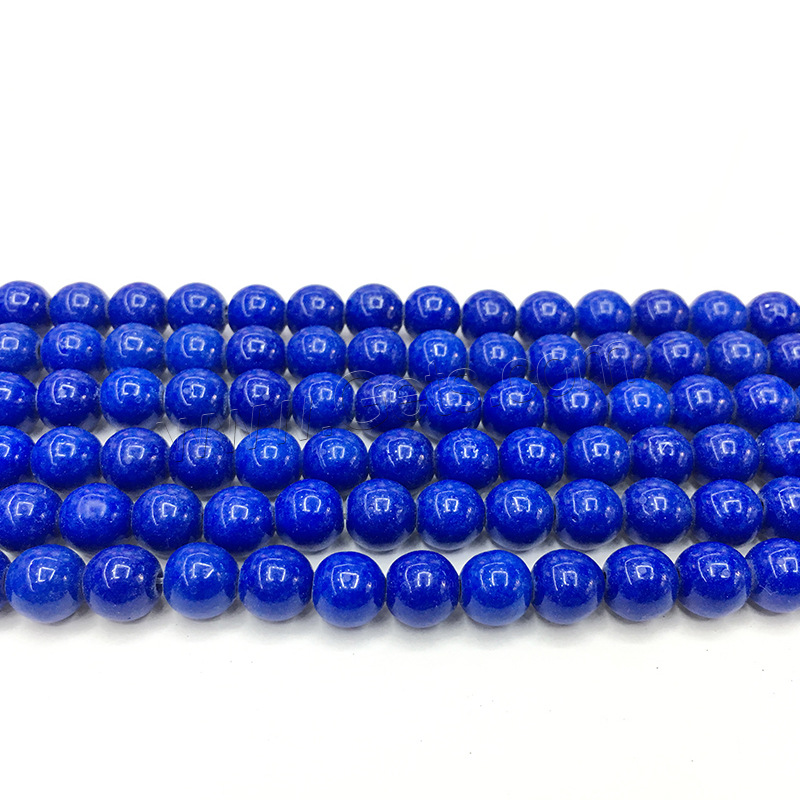 Stone Powder Beads, Round, polished, DIY & different size for choice, blue, Hole:Approx 1mm, Sold By Strand