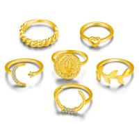 Zink-Legierung Ring Set, Zinklegierung, Fingerring, mit Kristall, plattiert, 6 Stück & Modeschmuck & für Frau, goldfarben, verkauft von setzen