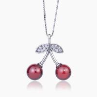 Cubic Zirconia Micro Pave Brass Pendant, with Garnet, Cherry, platinum plated, DIY & micro pave cubic zirconia 